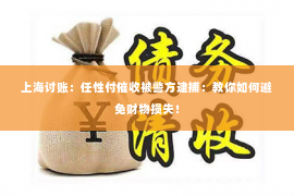 上海讨账：任性付催收被警方逮捕：教你如何避免财物损失！