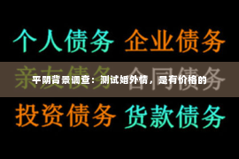 平阴背景调查：测试婚外情，是有价格的