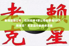 朝阳追账公司：住别墅开4家公司却赖账58万 “赖老总”无法出行最终求清账