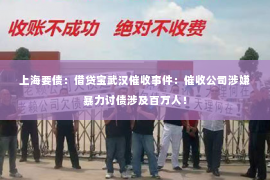 上海要债：借贷宝武汉催收事件：催收公司涉嫌暴力讨债涉及百万人！