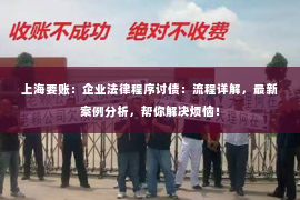 上海要账：企业法律程序讨债：流程详解，最新案例分析，帮你解决烦恼！