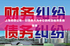 上海收债公司：以债务人为中心的司法程序革新探析