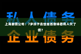 上海要债公司：7岁孩子去世是否意味着有人欠了债？
