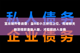 宜川婚外情调查：当8年小三终归上位，完婚那天翻到他前妻敌人圈，才知输的人是我