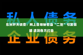 东洲奸夫调查：网上自曝秘密当“二奶”引发振撼 遭到各方打击