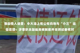 新邵情人调查：中火油上司公司向导与“小三”逛街后续：涉事职员胡继勇被解雇并采纳纪委核对