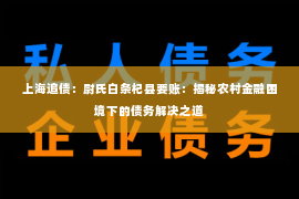 上海追债：尉氏白条杞县要账：揭秘农村金融困境下的债务解决之道
