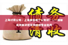 上海讨债公司：上海要账哪个公司好？——揭秘高效解决债务问题的专业机构