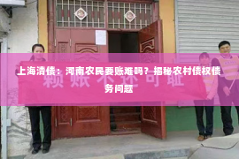 上海清债：河南农民要账难吗？揭秘农村债权债务问题