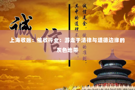 上海收账：催收行业：游走于法律与道德边缘的灰色地带