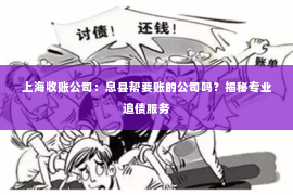 上海收账公司：息县帮要账的公司吗？揭秘专业追债服务