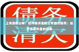 上海追债公司：如何投诉金融公司暴力催收：维护自身权益的指南