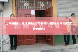 上海要账：武汉要账公司手段：揭秘高效追收欠款的秘诀