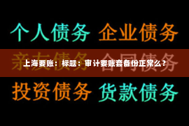 上海要账：标题：审计要账套备份正常么？
