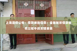 上海追债公司：借款要账信息：全面解析借款回收过程中的关键要素