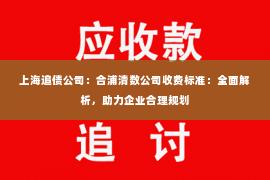上海追债公司：合浦清数公司收费标准：全面解析，助力企业合理规划