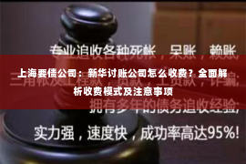 上海要债公司：新华讨账公司怎么收费？全面解析收费模式及注意事项