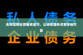 高效信用还款催收技巧，让你收回早该到手的欠款