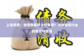 上海收债：现在做催收员好做嘛？揭秘催收行业的现状与挑战