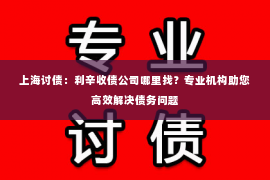 上海讨债：利辛收债公司哪里找？专业机构助您高效解决债务问题