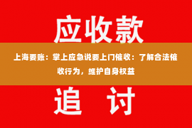 上海要账：掌上应急说要上门催收：了解合法催收行为，维护自身权益