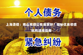 上海清债：南山收债公司哪家好？揭秘优质收债机构选择指南
