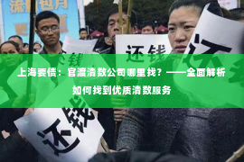 上海要债：官渡清数公司哪里找？——全面解析如何找到优质清数服务