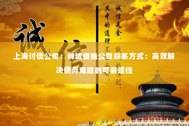 上海讨债公司：峄城要账公司联系方式：高效解决债务难题的可靠途径