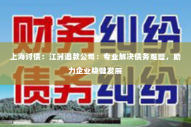 上海讨债：江洲追款公司：专业解决债务难题，助力企业稳健发展