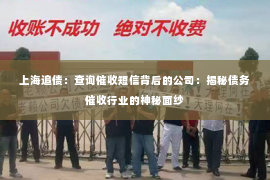 上海追债：查询催收短信背后的公司：揭秘债务催收行业的神秘面纱