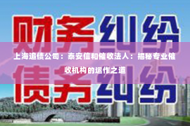 上海追债公司：泰安信和催收法人：揭秘专业催收机构的运作之道