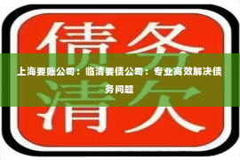 上海要账公司：临清要债公司：专业高效解决债务问题