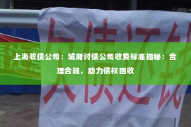 上海收债公司：城厢讨债公司收费标准揭秘：合理合规，助力债权回收
