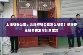 上海收账公司：合肥催收公司怎么收费？揭秘行业收费标准与注意事项