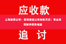 上海要债公司：安徽要账公司联系方式：专业高效解决债务难题
