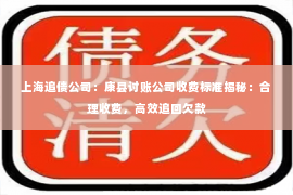 上海追债公司：康县讨账公司收费标准揭秘：合理收费，高效追回欠款