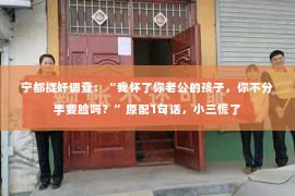 宁都捉奸调查：“我怀了你老公的孩子，你不分手要脸吗？”原配1句话，小三慌了