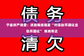 宁县财产调查：须眉视频揭发“村落副书籍记出轨书籍记” 民间传达